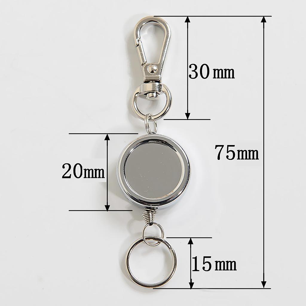 2 PCS Retractable Badge Reel with Carabiner Belt Clip and Key Ring for ID Card Key Keychain Badge Holder, Silver