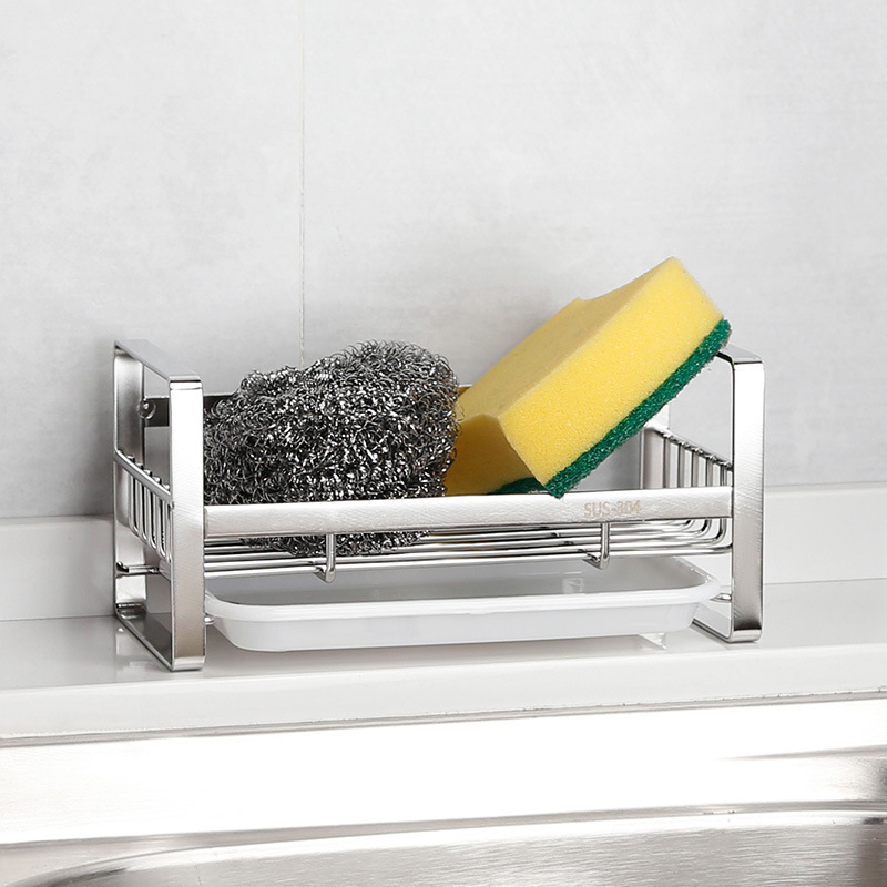 Kệ Đựng Miếng Lưới, Chai Nước Rửa Bát INOX 304