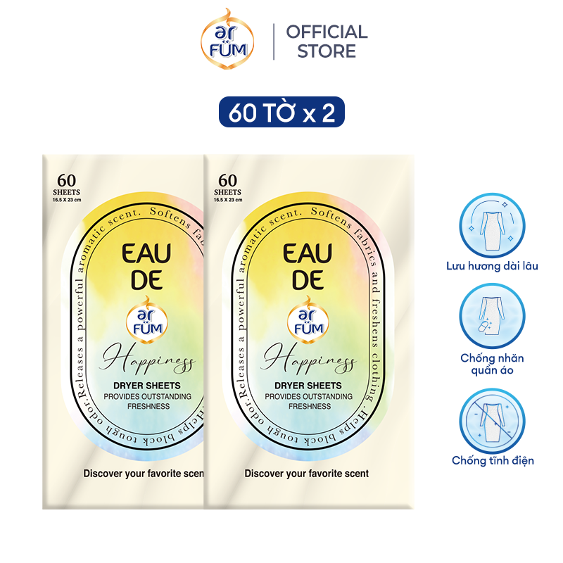 Combo 2 Giấy Thơm Arfum Dùng Cho Máy Sấy Làm Mềm Vải Và Chống Tĩnh Điện , Khử Mùi Tủ Giày, Tủ Quần Áo