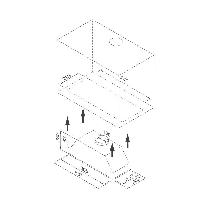 Máy Hút Mùi Âm tủ Malloca MH 700GT - Công Suất Hút 850 m3/h - Ngang 70cm - Kính Đen - Hàng Chính Hãng