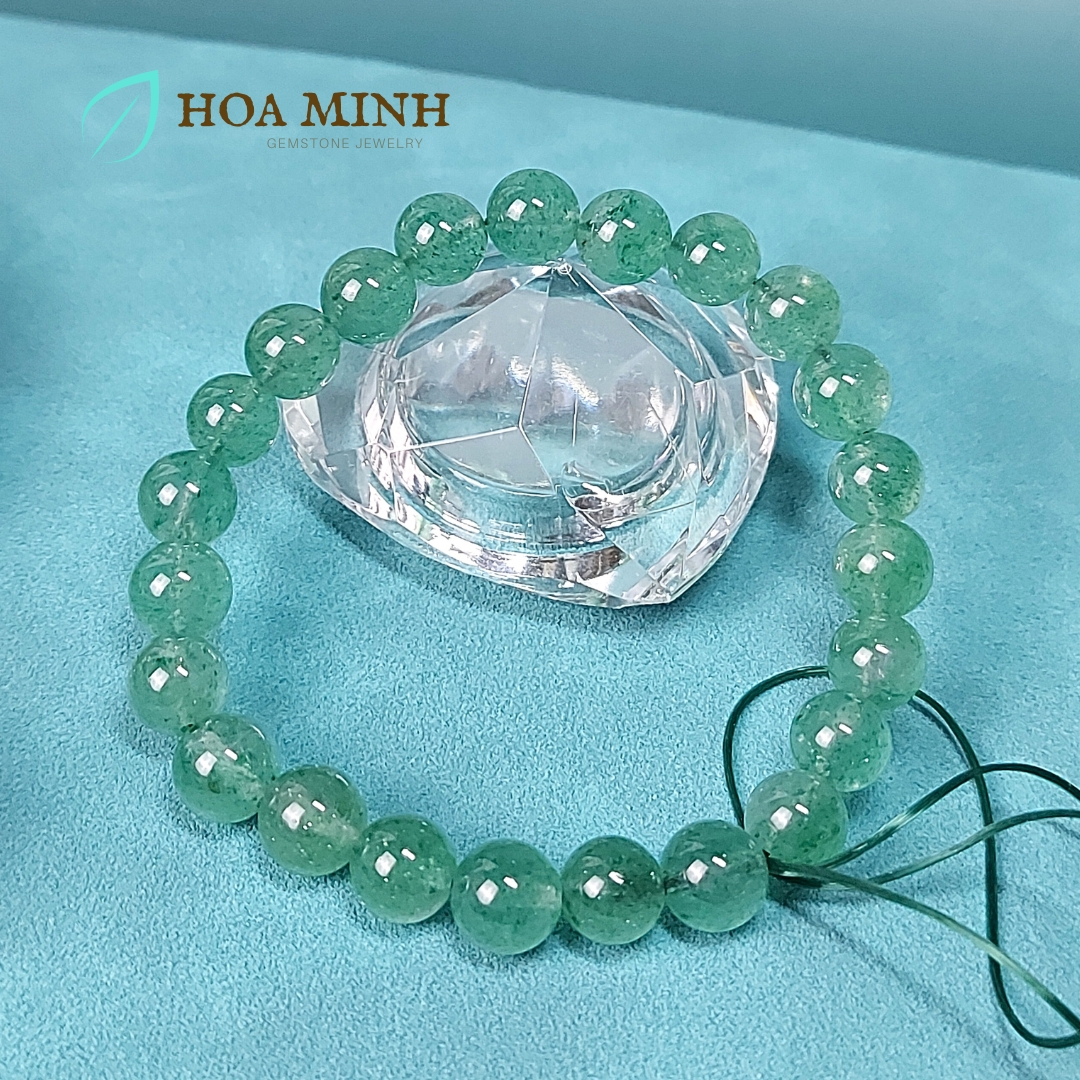 Vòng tay phong thủy đá Thạch Anh Dâu Xanh 8 li, hợp mệnh Mộc Hỏa