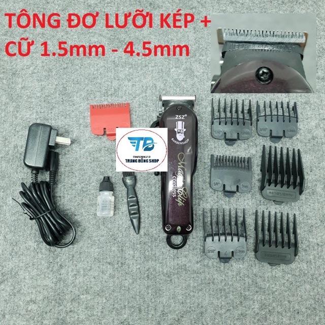 Tông đơ cắt tóc không dây chuyên nghiệp Barber Magic Clip ZSZ - Lưỡi Kép