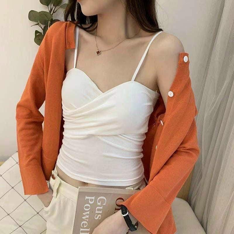 Áo hai dây xoắn ngực có cúp QC