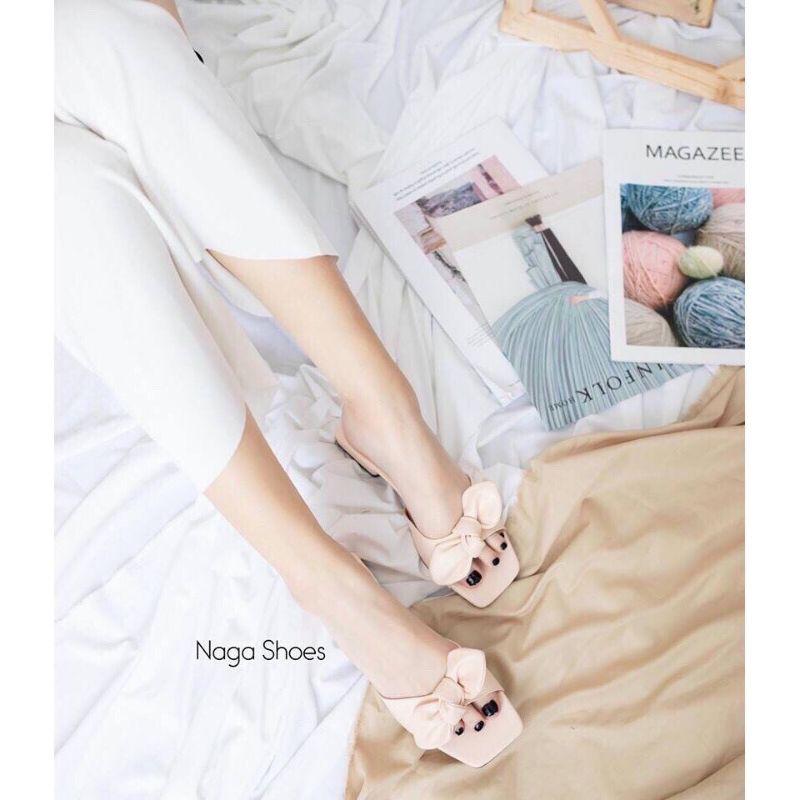 GUỐC DA MỊN QUAI NƠ XOẮN 2 MÀU - 2P