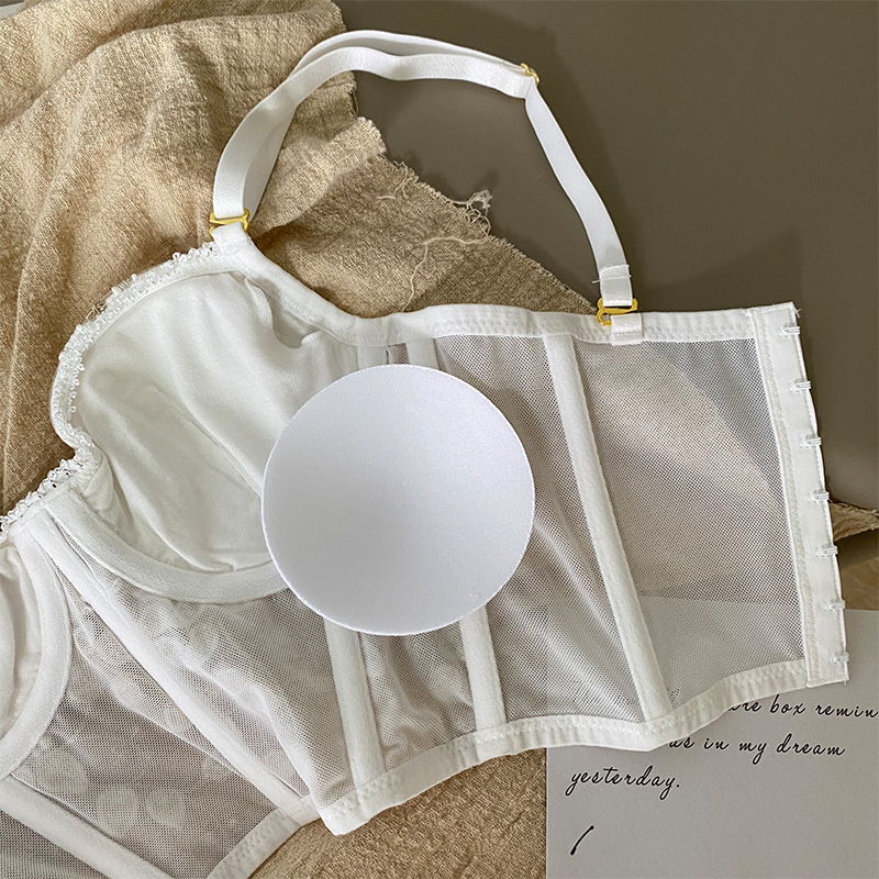 Set Đồ Lót Ren Corset Có Gọng Thêu Hoa Nổi Cao Cấp S484