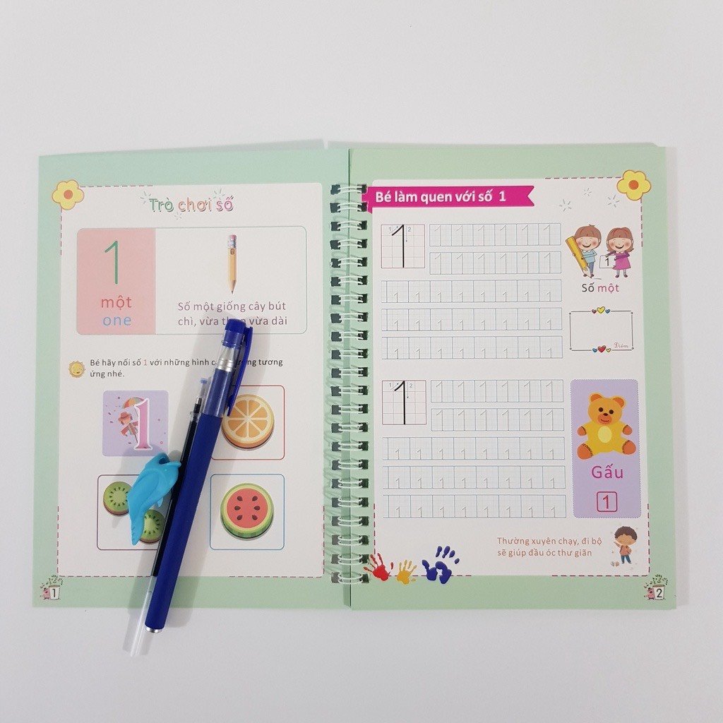 Combo 3 Bộ Tập Tô Dập Rãnh Mực Tự Bay, Tập Tô Chữ Cái - Số - Nét Cơ Bản Tự Xóa Thần Thánh Cho Bé Học Tốt Tiếng Việt Tặng Kèm Bút Mực Bay Màu