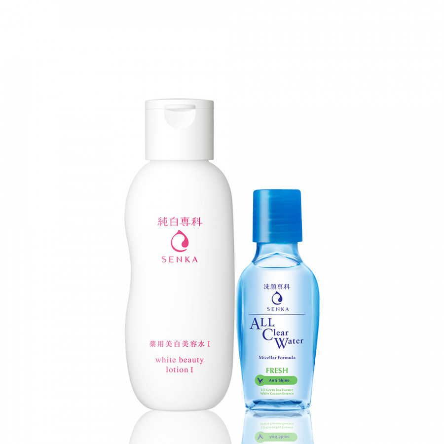 Bộ Sản Phẩm Dưỡng Trắng Và Tẩy Trang Senka: White Beauty Lotion I 200ml + A.L.L. Clear Water Fresh 70ml