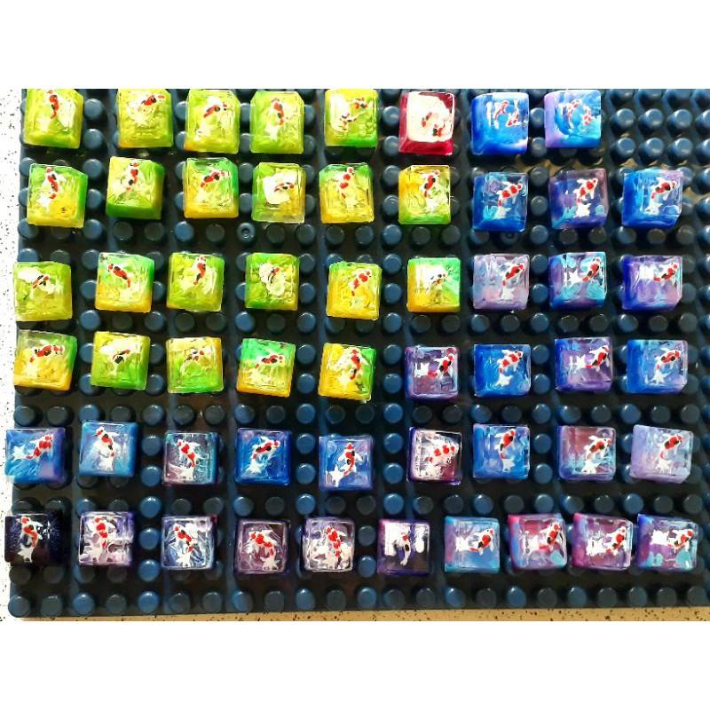 Keycap cá koi sắc màu trang trí bàn phím cơ gaming.