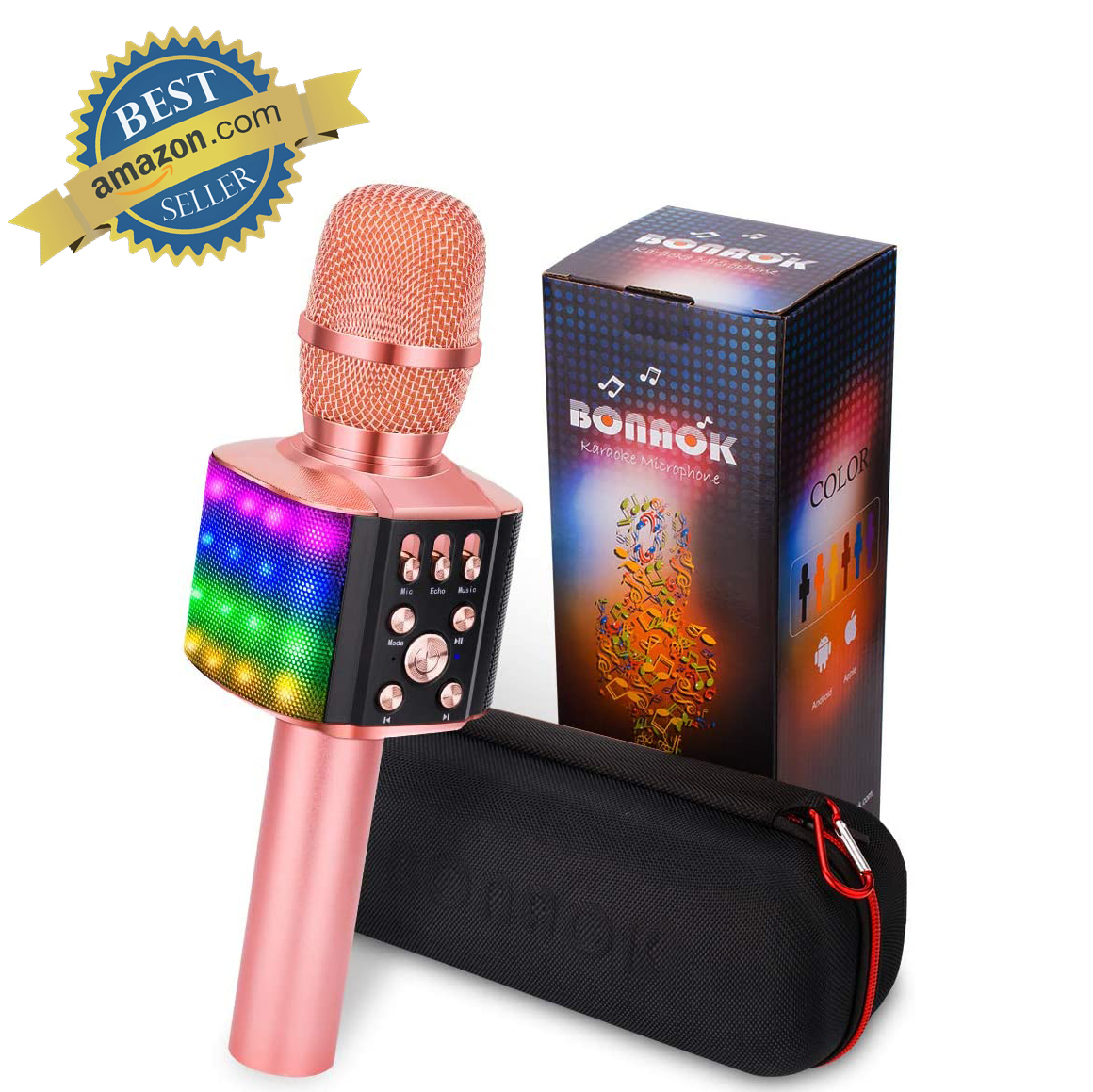 Microphone Karaoke Portable Bluetooth Không Dây Wireless Loa Speaker Đèn Led 4 in 1 cho Máy Hát Android IOS PC Tablet Bonaok