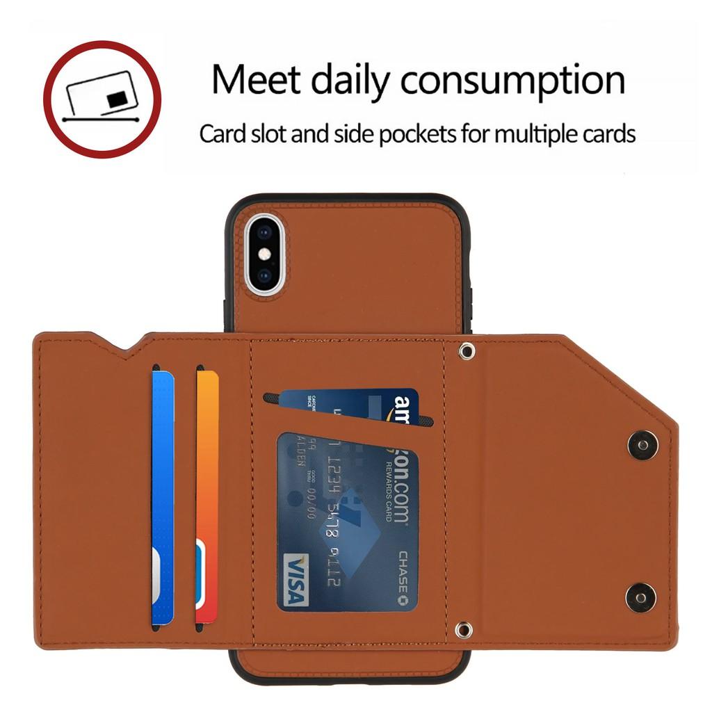Ốp lưng điện thoại dạng ví da có ngăn đựng thẻ cho iPhone X XS Max XR SE 2020 iPhone 8 iPhone 7 Plus