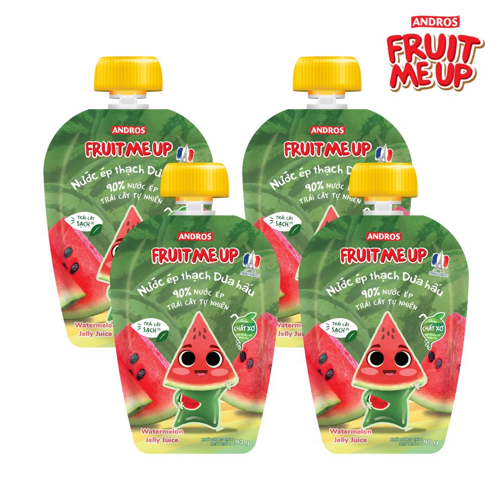 Combo 4 Túi Thạch Dưa Hấu - 90% Nước Ép Trái Cây Thật - ANDROS FRUIT ME UP- 90gx4