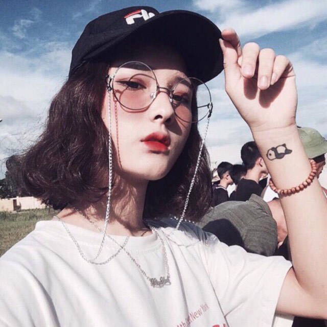 Kính Thời Trang Mắt Tròn Unisex Kim Loại