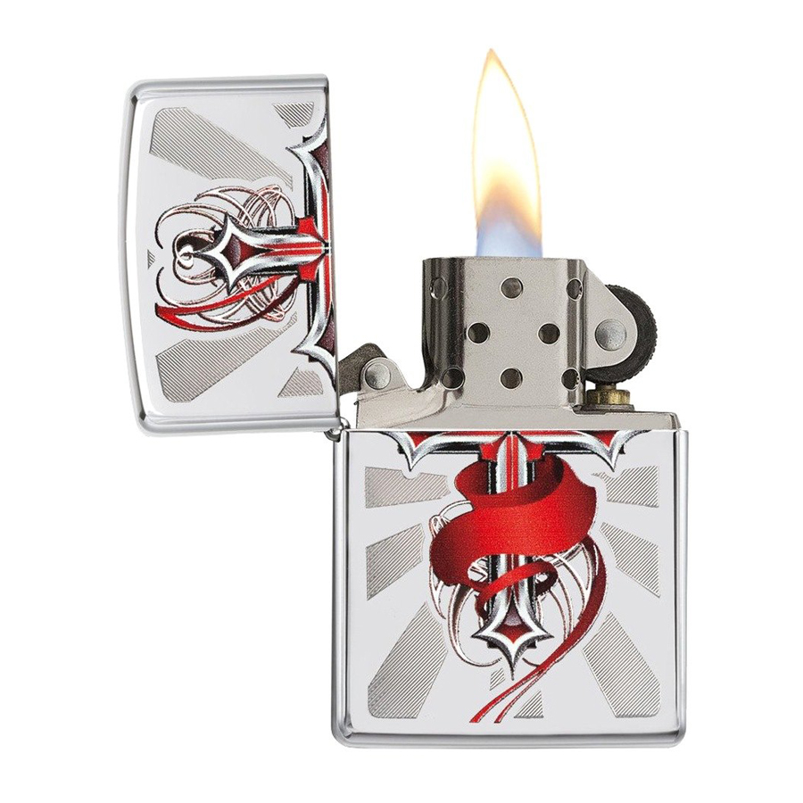 Bật Lửa Zippo 28526 Cross With Wings High Polish Chrome