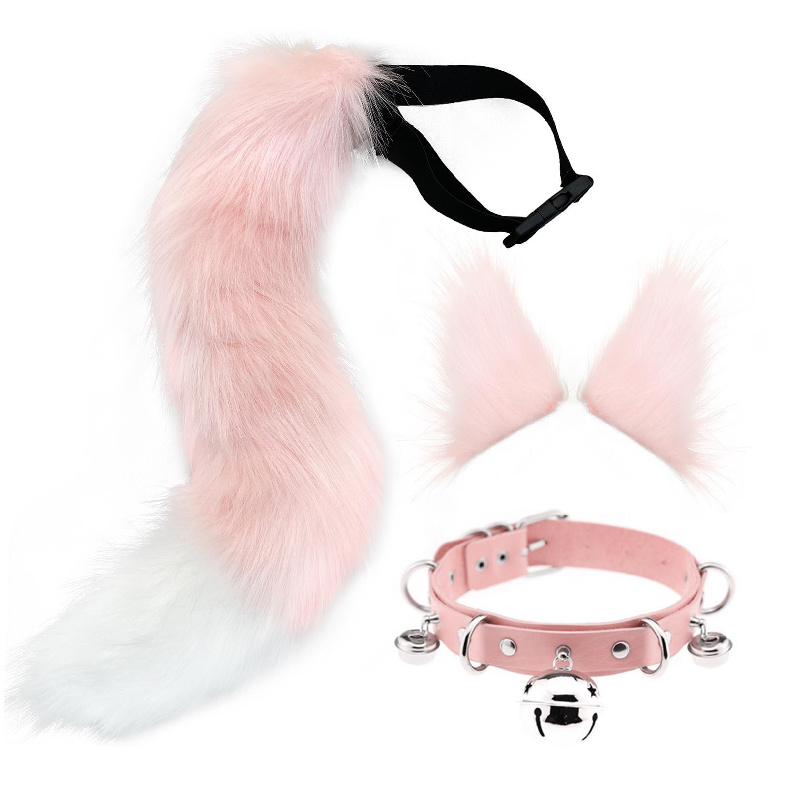 Cosplay Costume Set Fur Cat Ears Long Tail for Role Play Masquerade