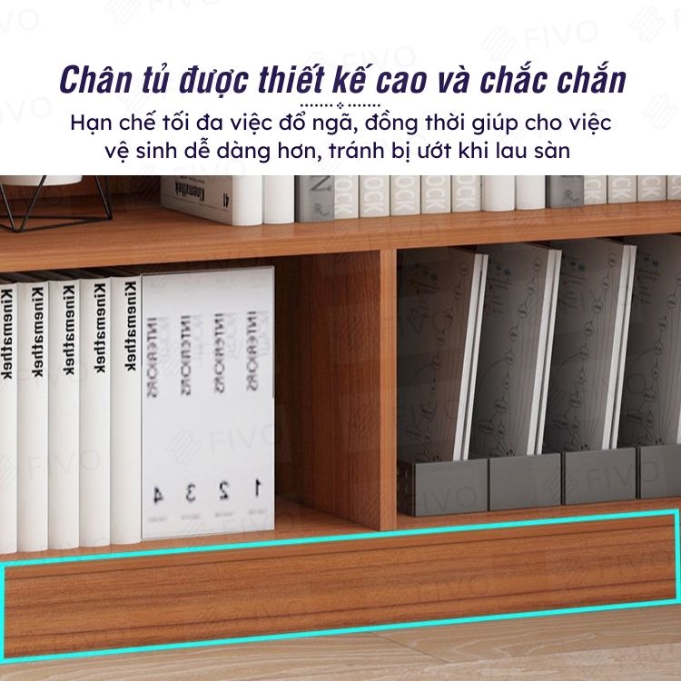 Kệ Sách Gỗ Đứng Chất Liệu MDF FIVO FB70 (60 x 24 x 179cm) Lắp Ráp Dễ Dàng (Có Tấm Lưng Phía Sau) - Hàng Chính Hãng