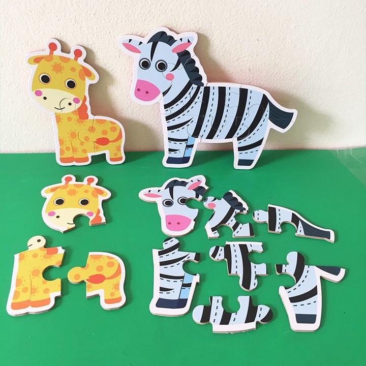 Đồ Chơi Xếp Hình, Bộ Ghép Hình Puzzle Bằng Gỗ Size To 6 Chủ Đề Động Vật Cho Bé, Phát Triển Trí Tuệ Cho Trẻ