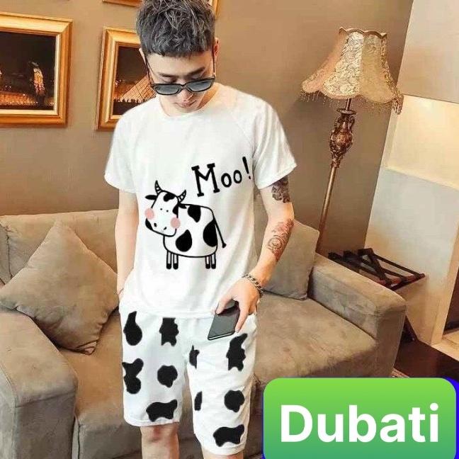 SÉT BỘ QUẦN LỬNG ĐỒ BỘ NAM NỮ UNISEX BÒ SỮA MOO HOẠT HÌNH CAO CẤP - FASHION