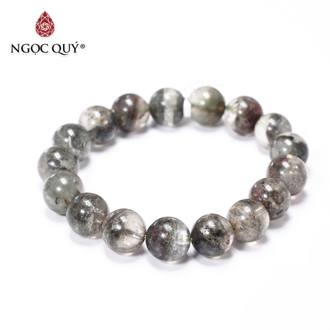 Vòng tay đá thạch anh ưu linh đa sắc size hạt 13mm - Ngọc Quý Gemstones