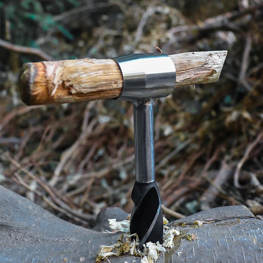 Outdoor Survival Tool Scotch Eye Wood Auger Drill Bit Stainlss Steel Manual Auger Hole Maker for Camping Bushcrafting