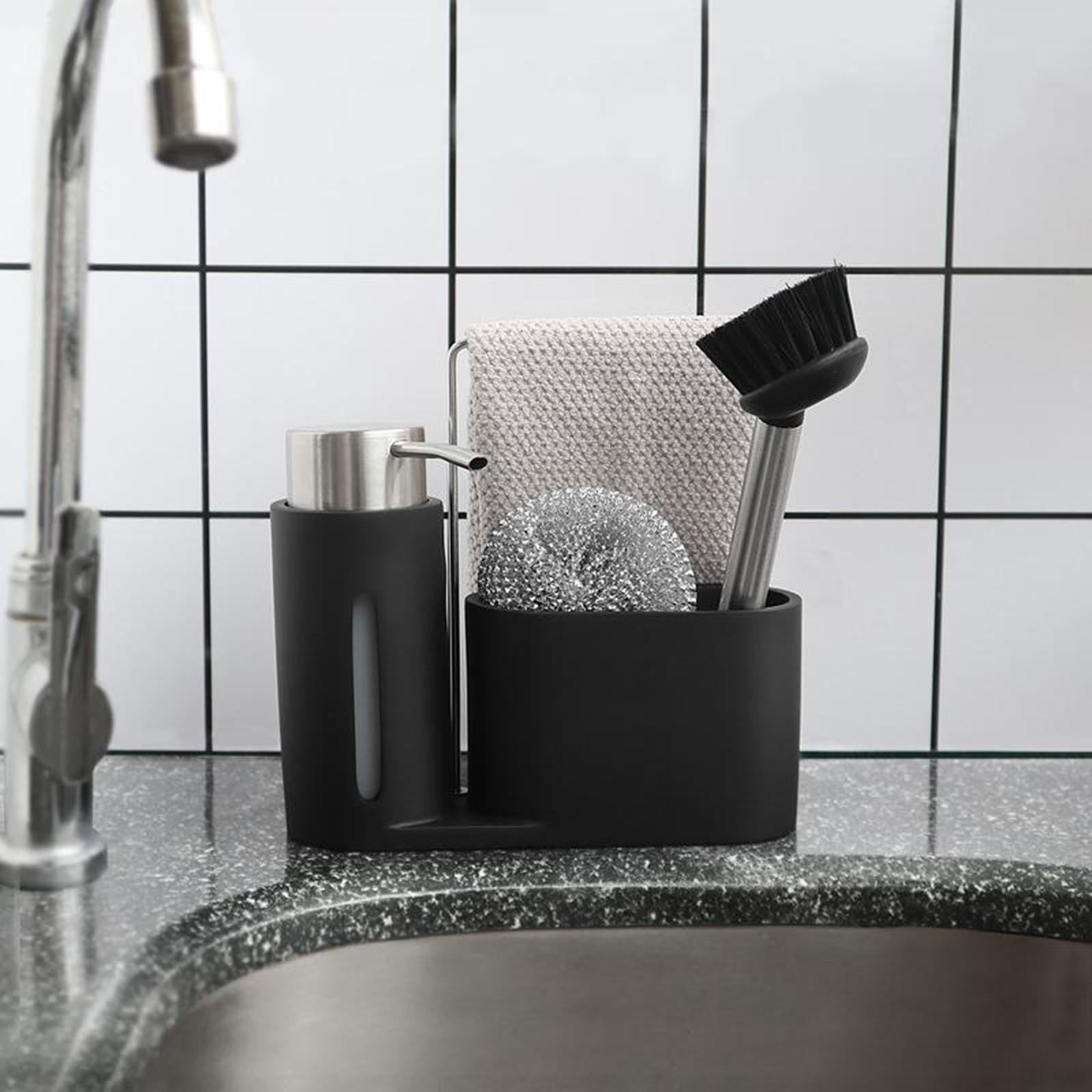 Kitchen Soap Dispenser  Storage Holder Caddy for Sink Bathroom