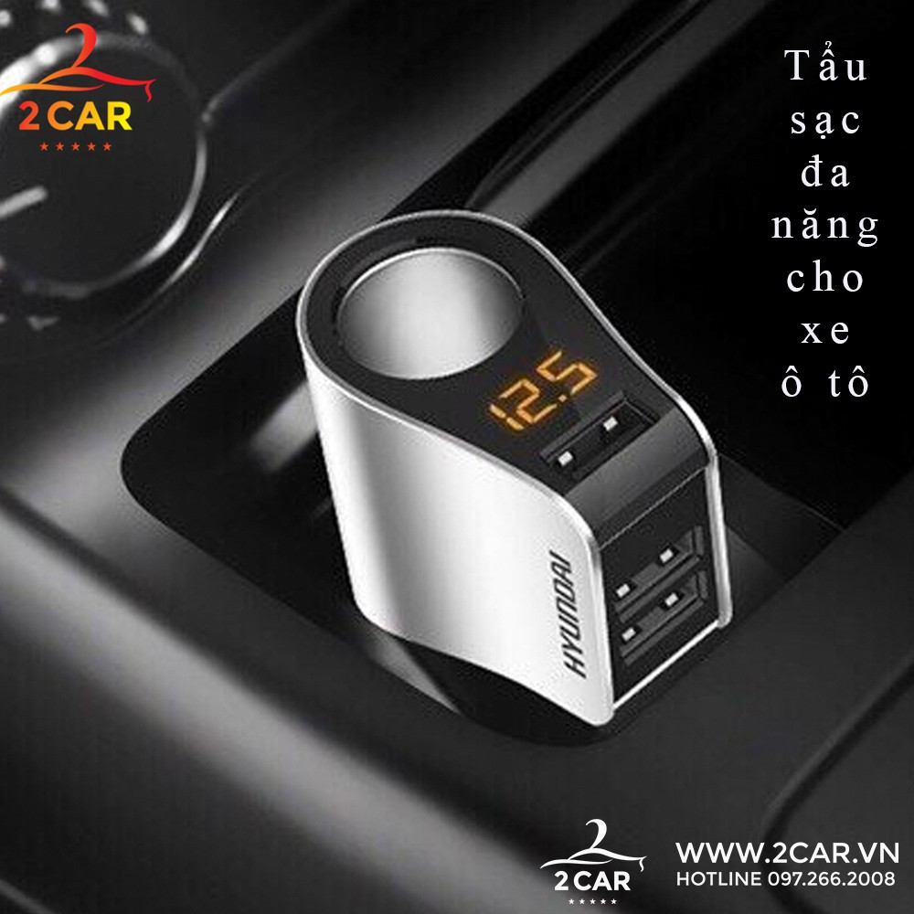 Tẩu Sạc Ô tô, Xe Hơi Hyundai 1 Tẩu Tròn - Có Đèn Led Báo Điện Áp - Huyndai Chính Hãng