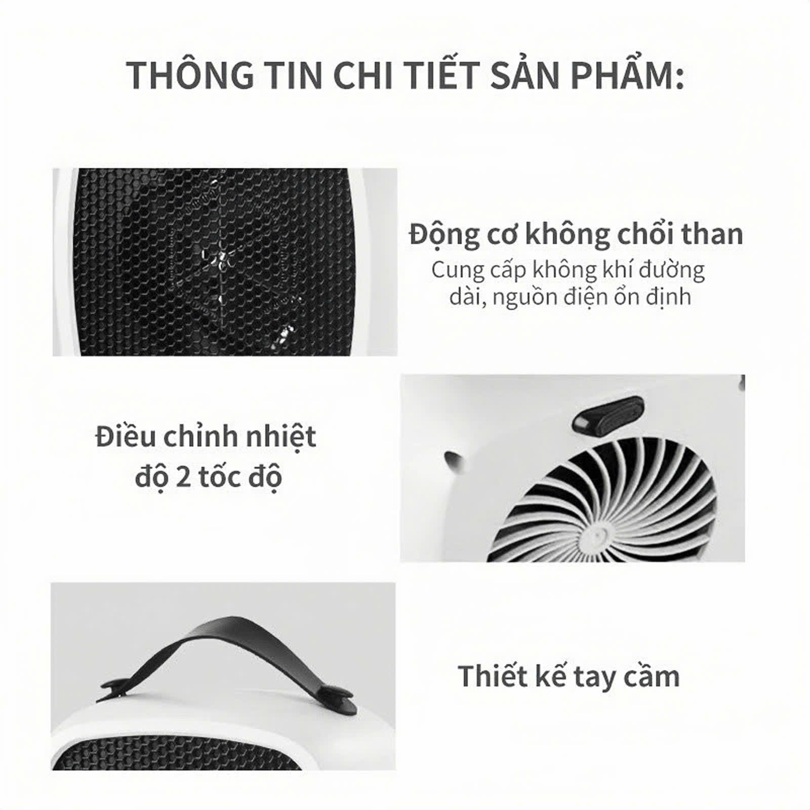 Quạt sưởi mini H358, máy sưởi mini để bàn thiết kế nhỏ gọn tiện lợi, không mùi nhựa, công suất 350-500W, hàng chính hãng, BH 12 tháng