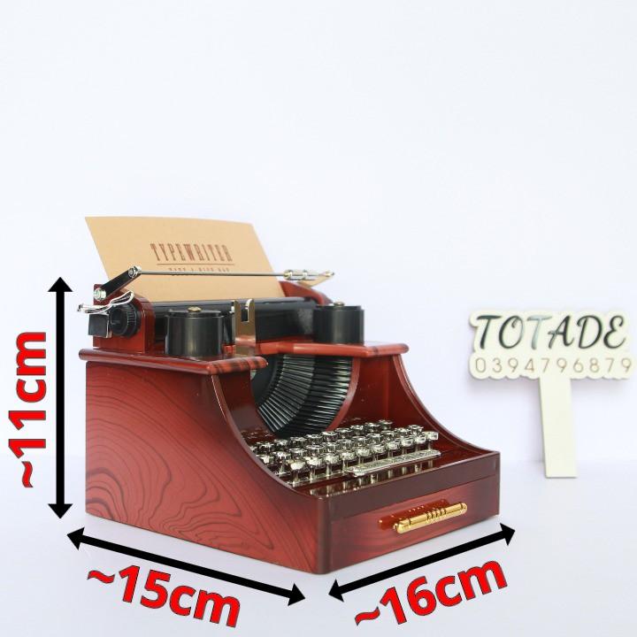 Hộp nhạc máy đánh chữ cổ điển màu vân gỗ | Dùng dây cót không dùng pin | MBO0013