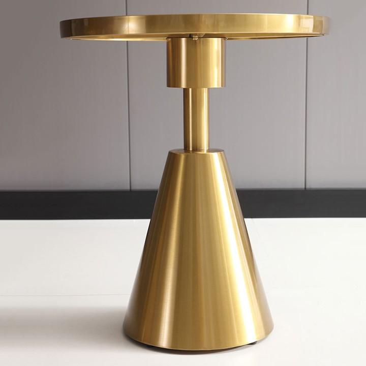 Bàn trà tròn mặt đá Titan khung thép mạ vàng sang trọng - Bàn góc sofa uống trà coffee decor trang trí phòng khách đẹp