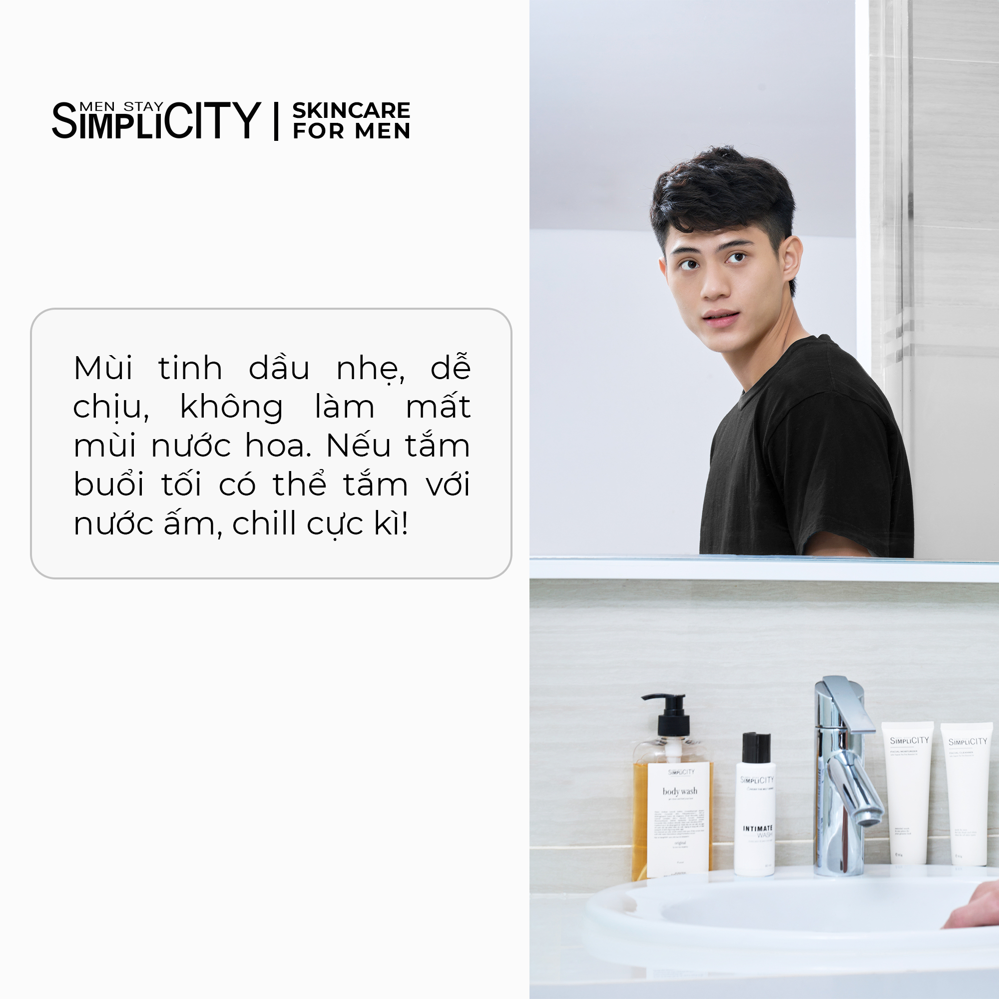 Sữa tắm nam Men Stay Simplicity tinh dầu organic dưỡng ẩm và ngăn mùi 24h tự tin dẫn đầu Body wash for Prime 500ml