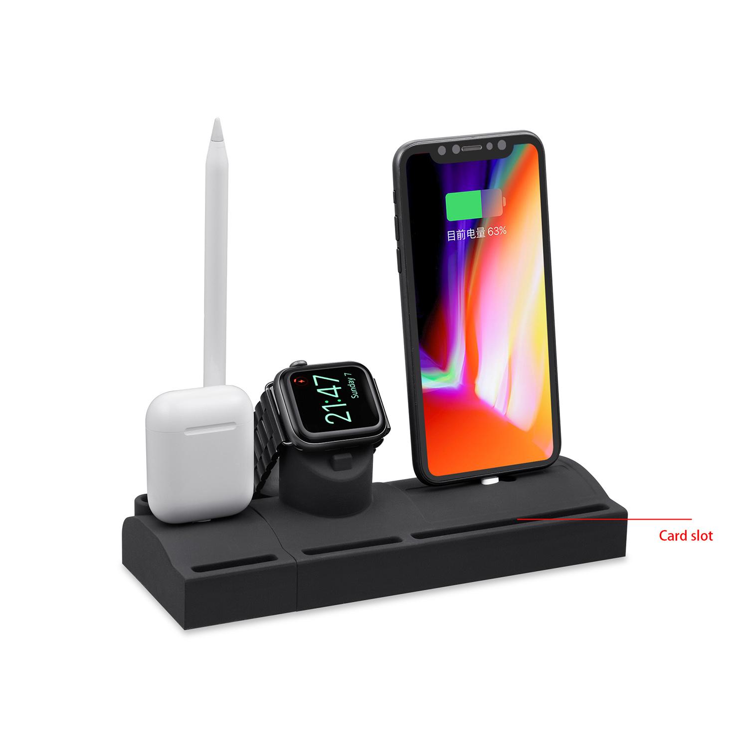 Đế sạc silicon tương thích với Airpods / iPhone 11 / iPhone 11 5 trong 1