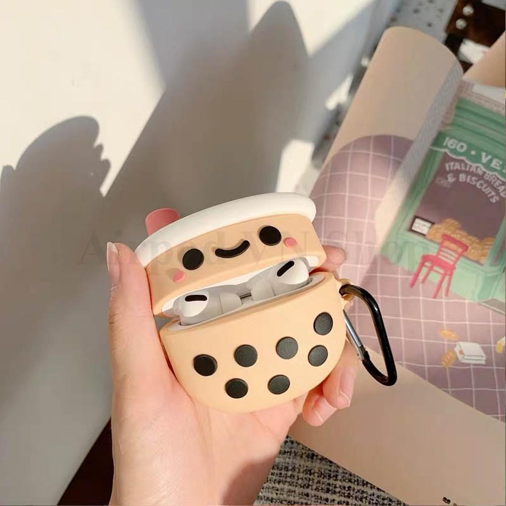 Bao Case Ốp dành cho Airpods 1 - 2, Airpods Pro silicon 3D trà sữa cao cấp