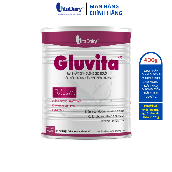 Sữa bột Gluvita 400g giúp kiểm soát đường huyết, tăng cường sức khỏe tim mạch - VitaDairy