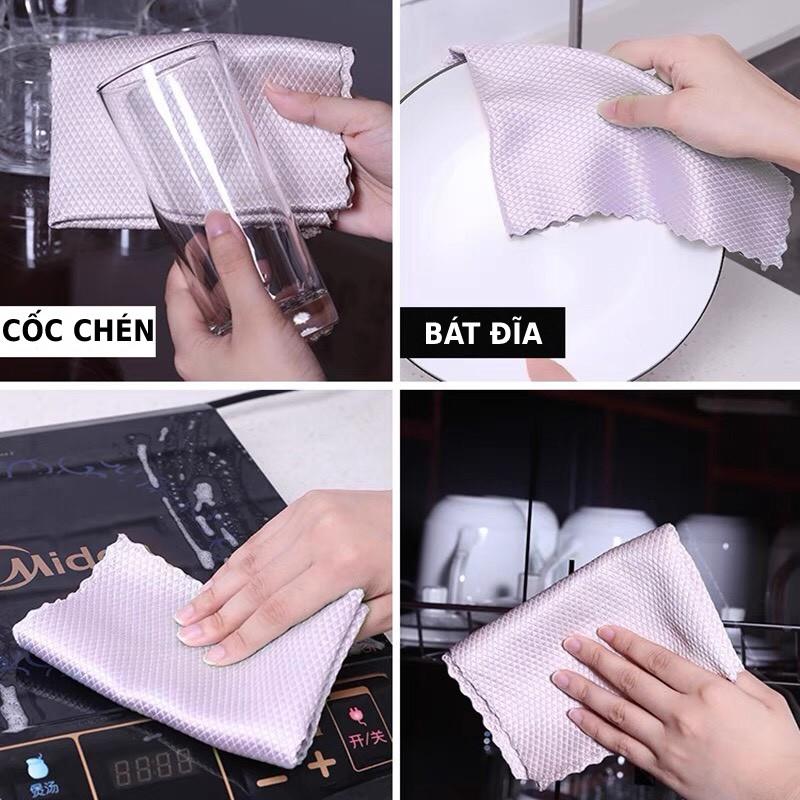 Khăn lau bếp lau kính khăn lau bát đĩa đa năng set 3 chiếc