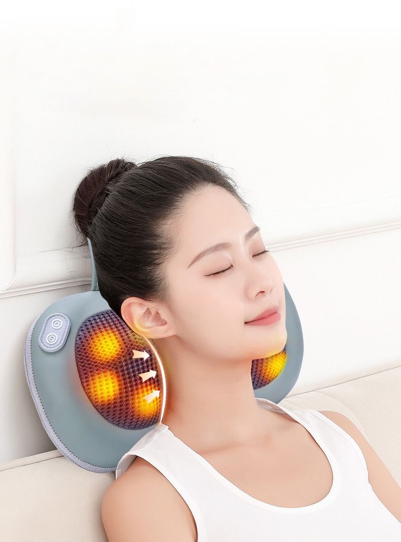 Gối Massage Nhiệt Hồng Ngoại Sạc Pin RULAX 20 Bi Xoay- Matxa Chuyên Sâu Cổ Vai Gáy, Lưng, Toàn Thân