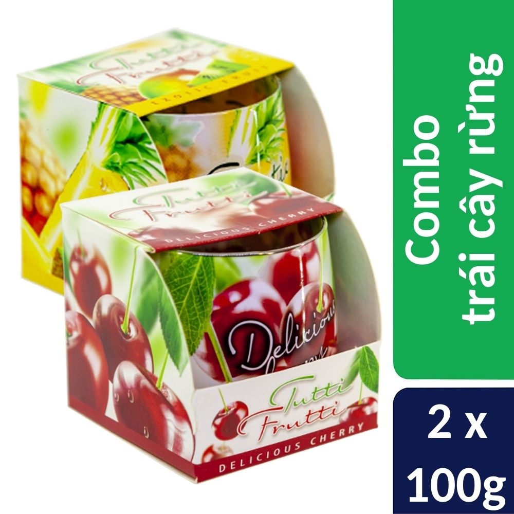 Combo 2 ly nến thơm Bartek nhập khẩu Châu Âu Tutti Frutti 100g - trái cây rừng