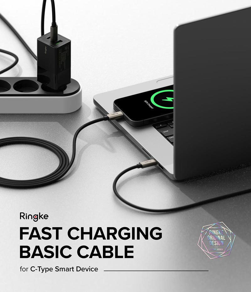 Cáp sạc nhanh cho điện thoại/laptop/tablet RINGKE Fast Charging Basic Cable C-to-C - Hàng Chính Hãng