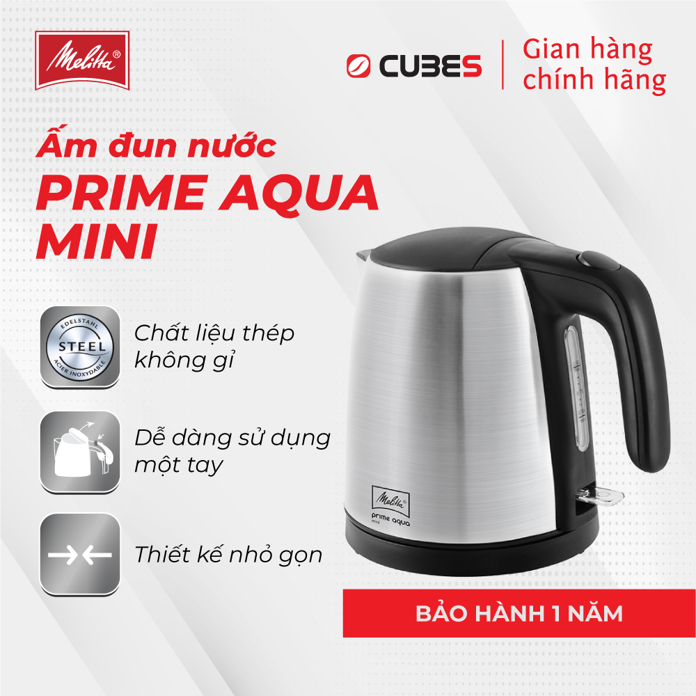 Hình ảnh Ấm Đun Nước Siêu Tốc Kettle Melitta Prime Aqua Mini - Hàng nhập khẩu chính hãng từ Đức