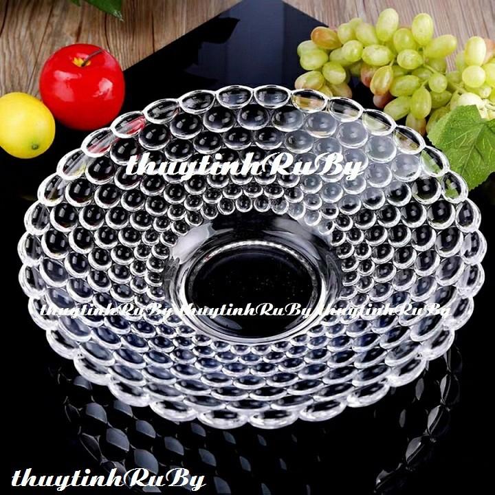 Đĩa trái cây thủy tinh Cao Cấp Khay đựng Hoa Qủa Thủy Tinh, hộp đựng bánh kẹo