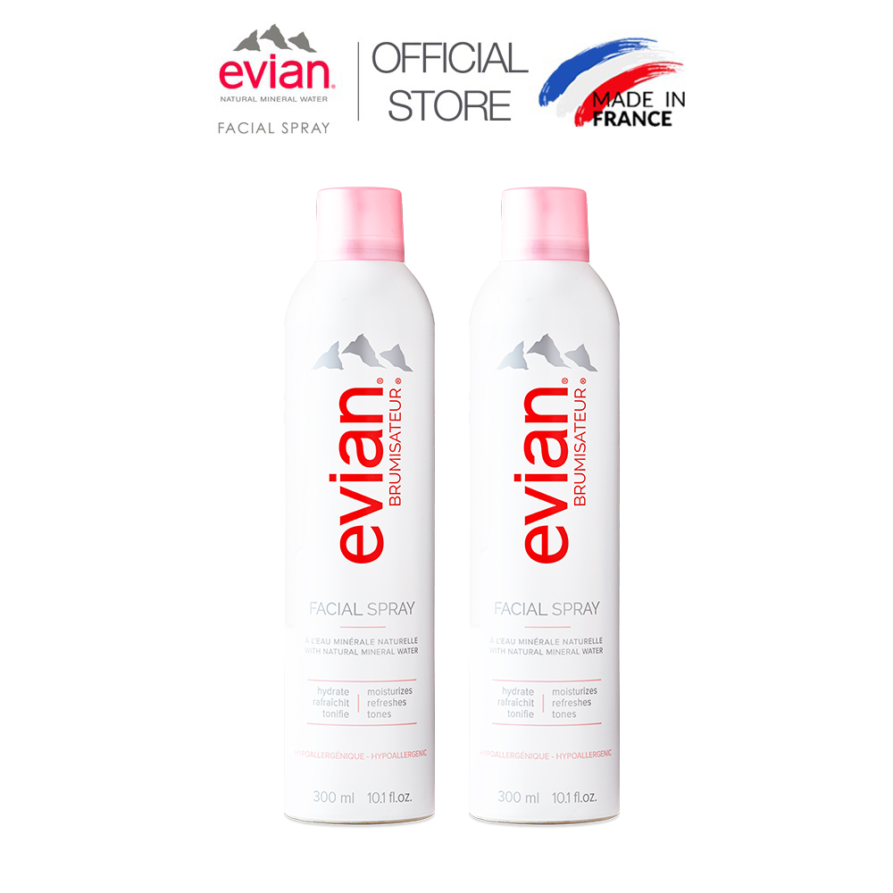 Combo 2 xịt khoáng cấp ẩm và làm dịu da Evian 300ml x 2