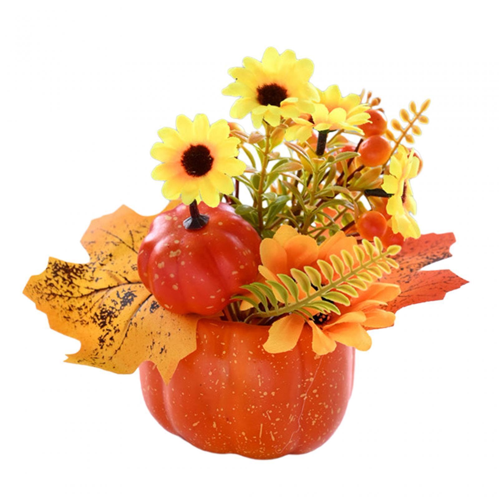 Artificial Pumpkin Flower Autumn Floral Arrangement Fall Pumpkin Centerpiece