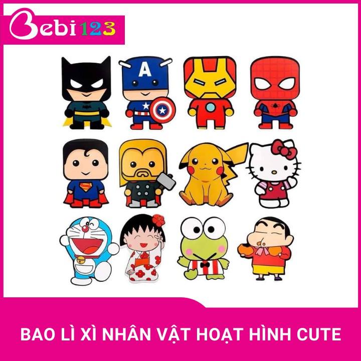 Combo 10 Bao Lì Xì Nhân Vật Hoạt Hình Cute