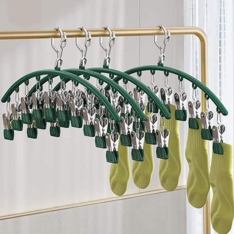 Móc cao cấp Treo Quần Áo Đồ Lót Tất Vớ Đa Năng , Móc phơi có kẹp phơi đồ trẻ em có khóa chống gió chống trượt