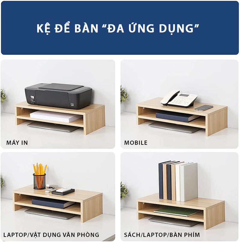 Kệ Gỗ Để Màn Hình Bàn Làm Việc 2 Tầng SIB Decor