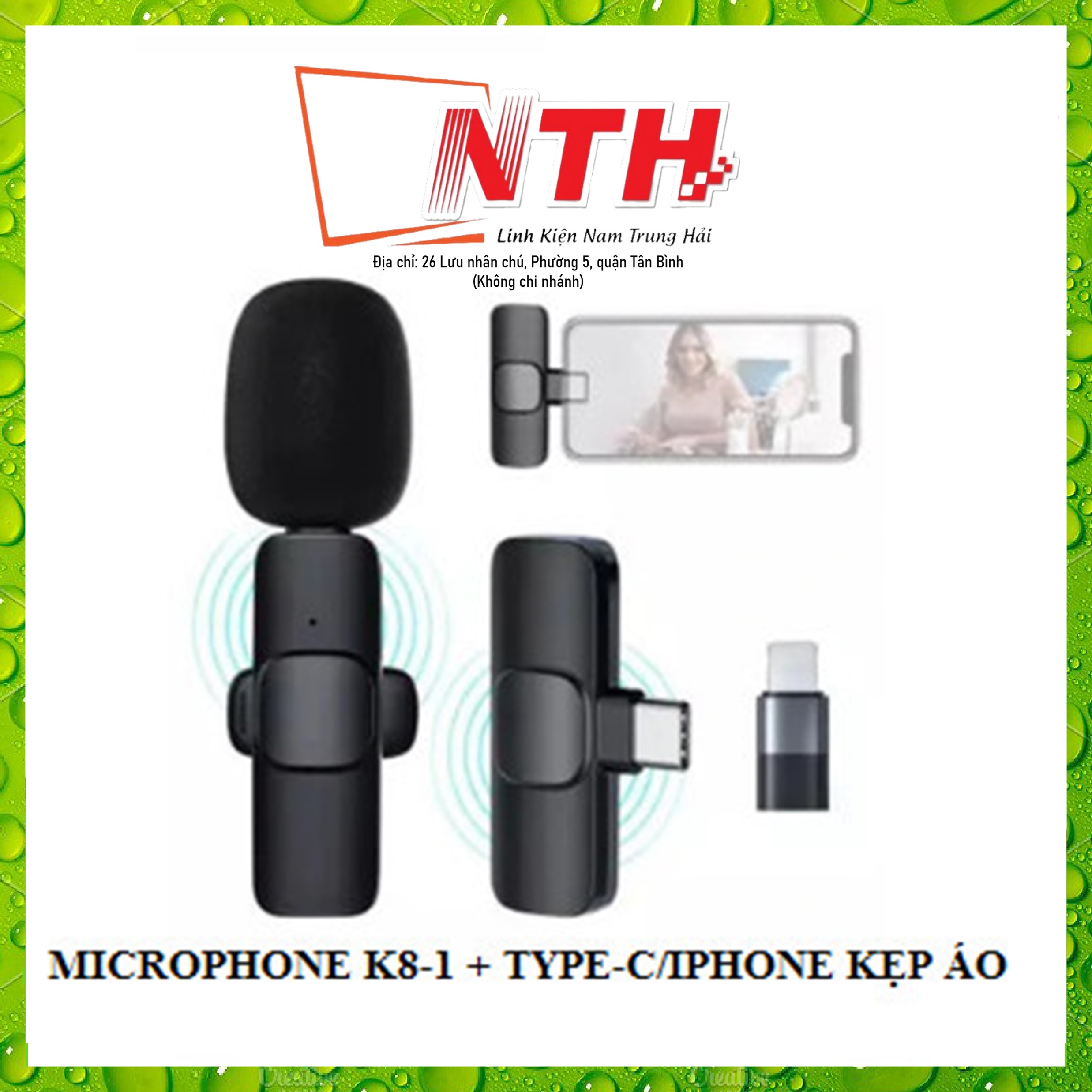 Micro không dây K8-1 2.4G khử tiếng ồn 2 giao diện trong 1 cho dành cho iPhone và Type-C