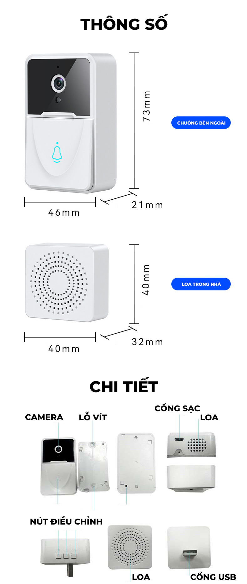 Chuông Cửa Thông Minh X3, M5, Camera An Ninh Gia Đình Chuông - Điện Thoại - Gọi Điện Không Dây Wifi - Loại Mới