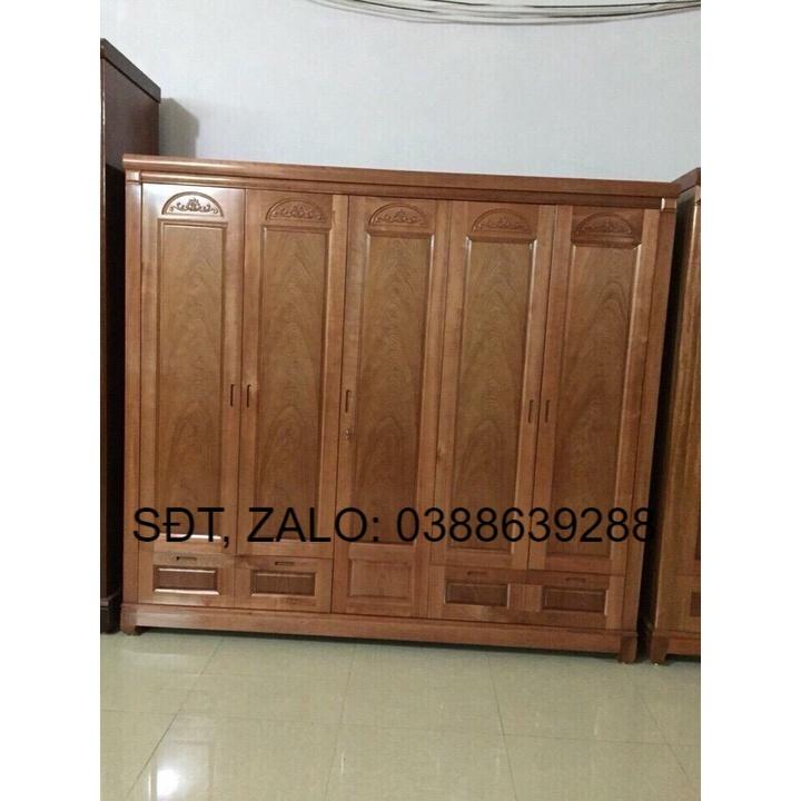 Tủ quần áo 5 gỗ xoan đào phòng ngủ giá thật