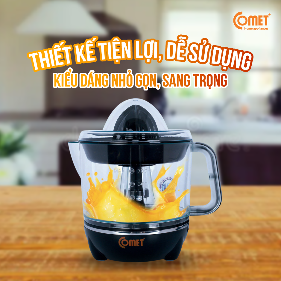 Máy vắt cam Comet CM9924 – Dung tích 0.7L, công suất 40W, xoay 2 chiều – Hàng chính hãng, bảo hành 12 tháng