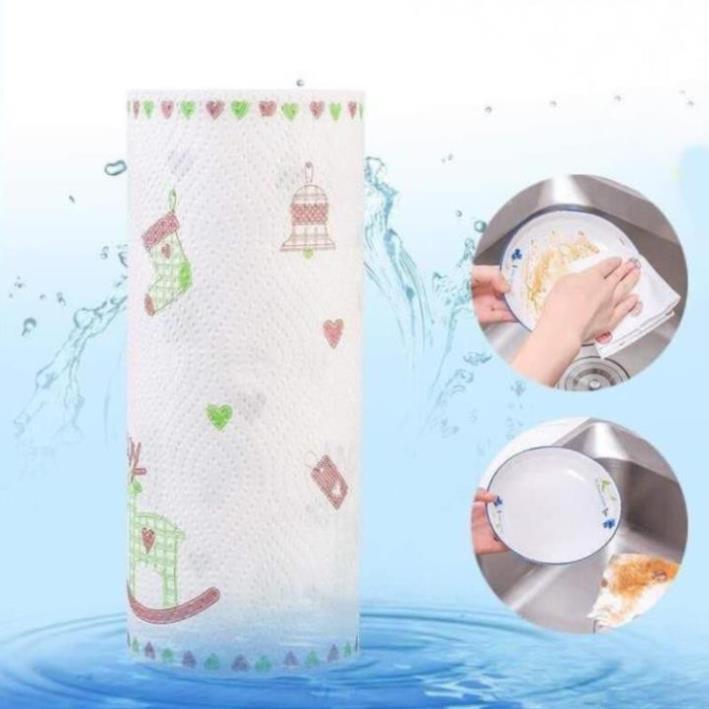 Cuộn Khăn Giấy Lau Bếp Đa Năng Màu Trắng 220 Tờ, Siêu Mềm, Siêu Dai, Có Thể Giặt Nhiều Lần