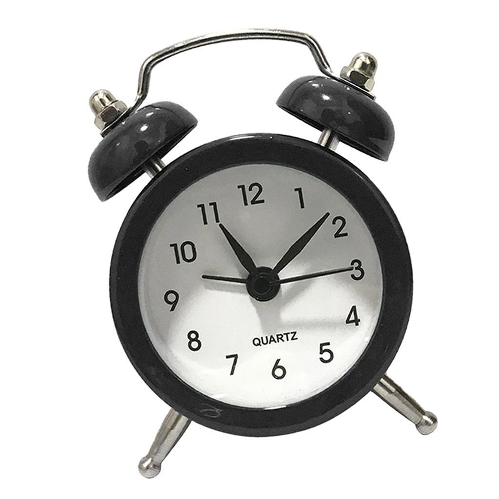 3X Battery Powered Quartz Alarm Clock, Loud Twin Bell, Bedside Clocks Black
