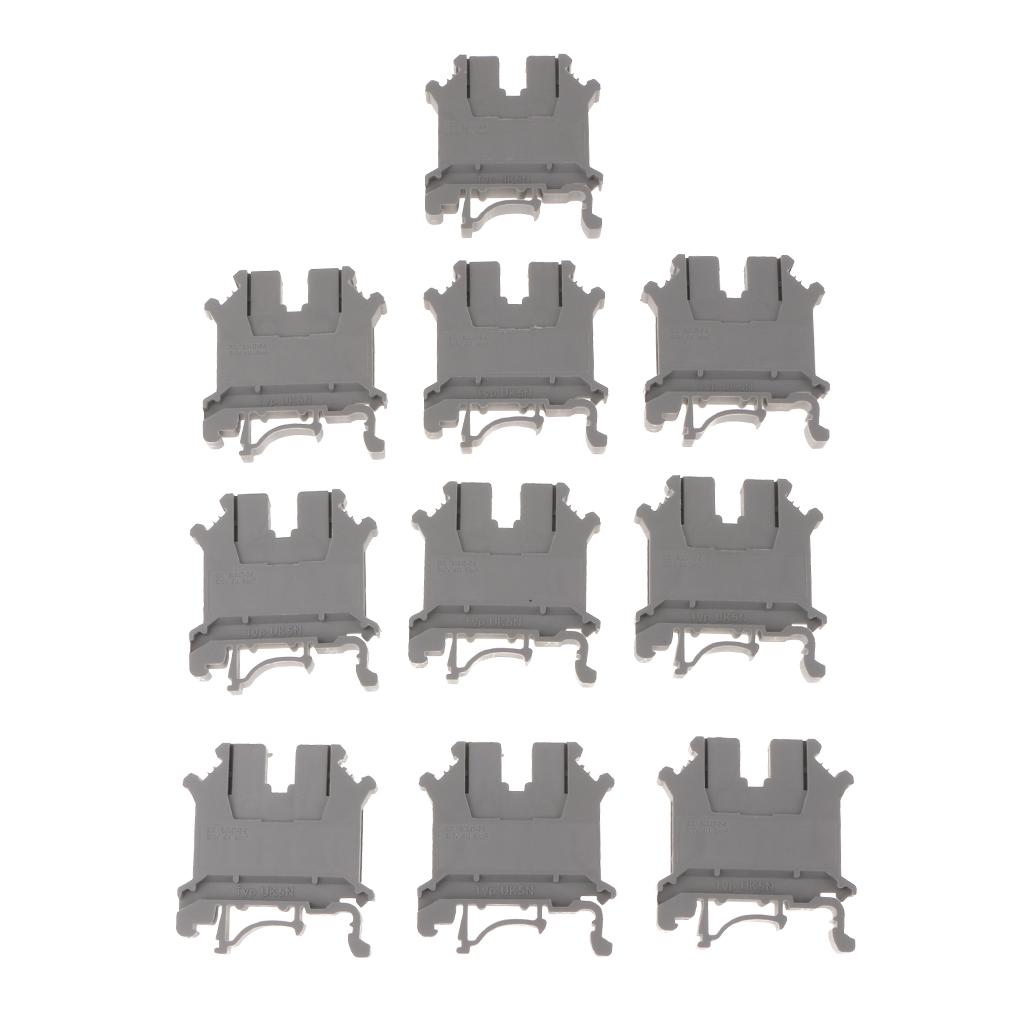 10 Pcs DIN Rail Terminal Block Screw Type UL 800V 0.2-4mm² gray UK-5N